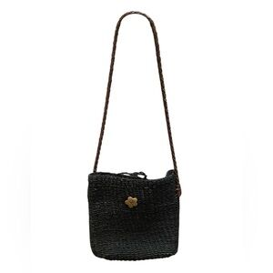 Preview Collection Womens Vintage Black Straw Crossbody Purse 90s Style Boho